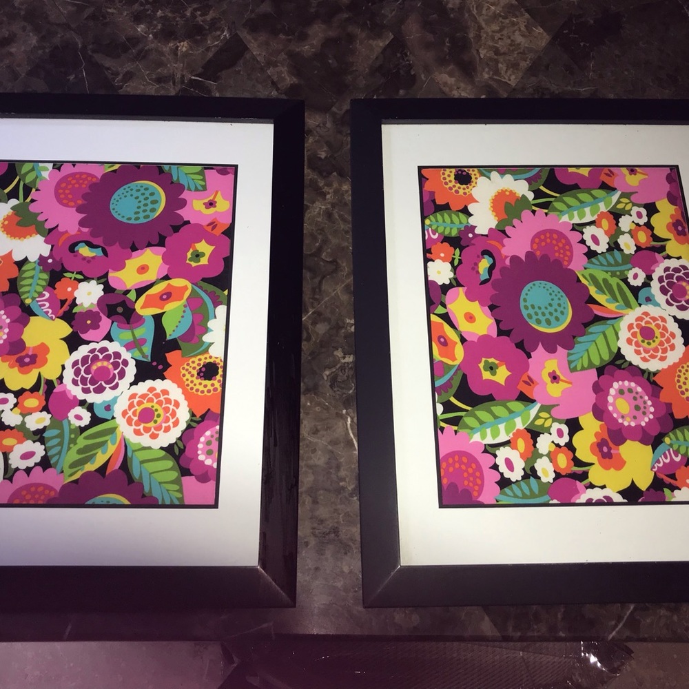 Vera Bradley framed fabric pictures 16” x 20”